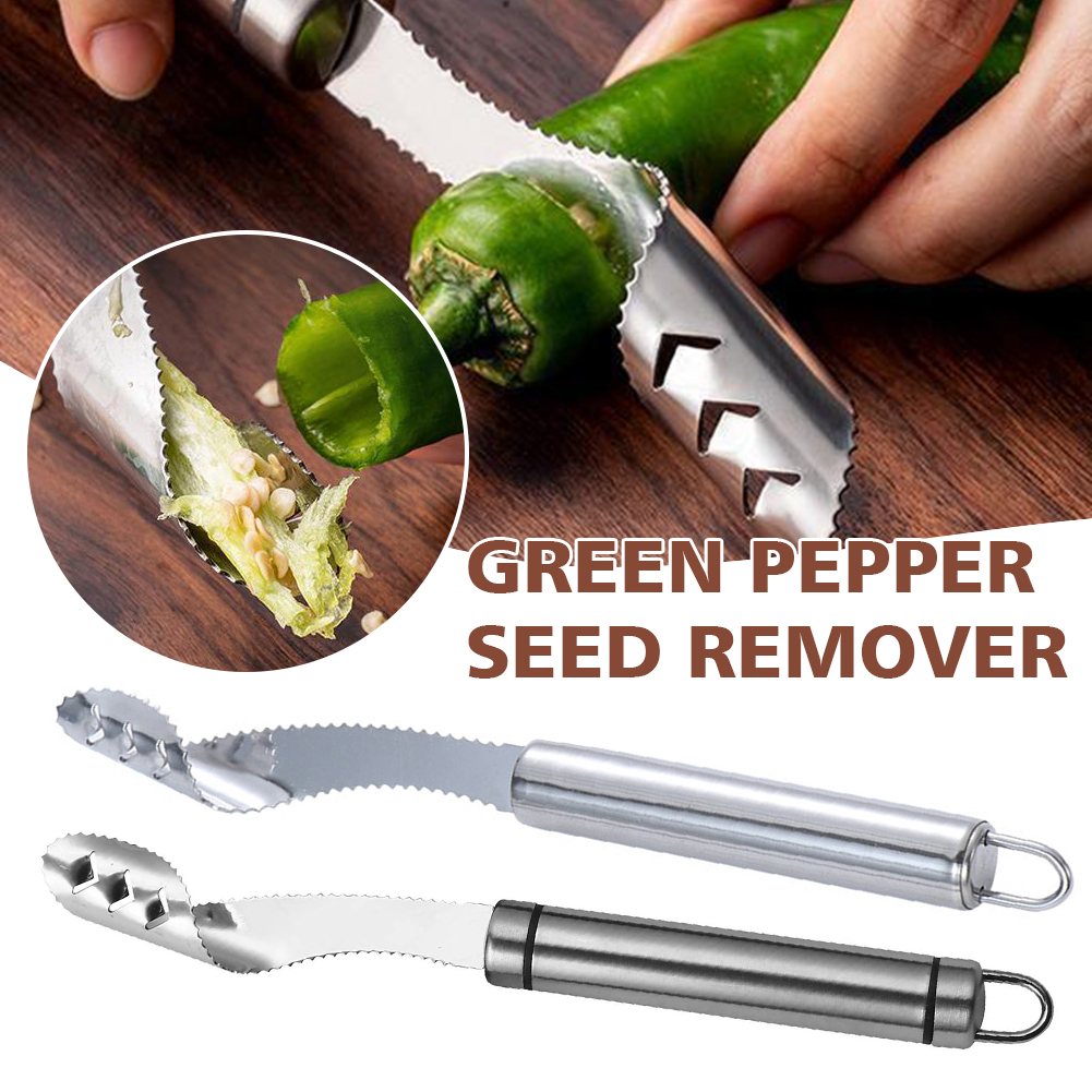 Kitchen Gadgets Green - Portable Chili Pepper Core Remover Stainless