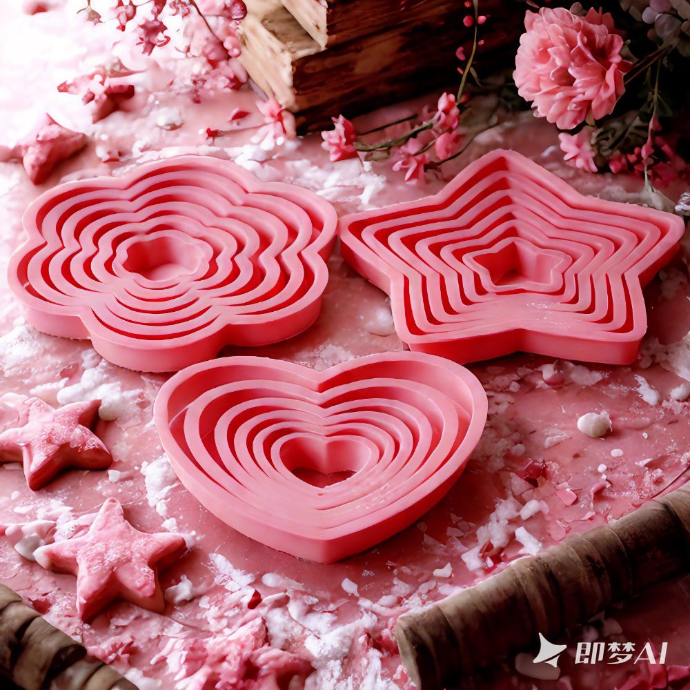 Kitchen Gadgets Set - 1set/3sets Pink Heart Star Flower Cookie