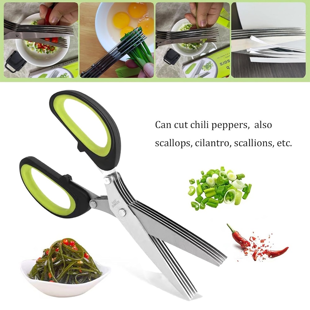 Herb Scissors 5 Blade - Multilayer Scissors Kitchen Scissors 5 Blades