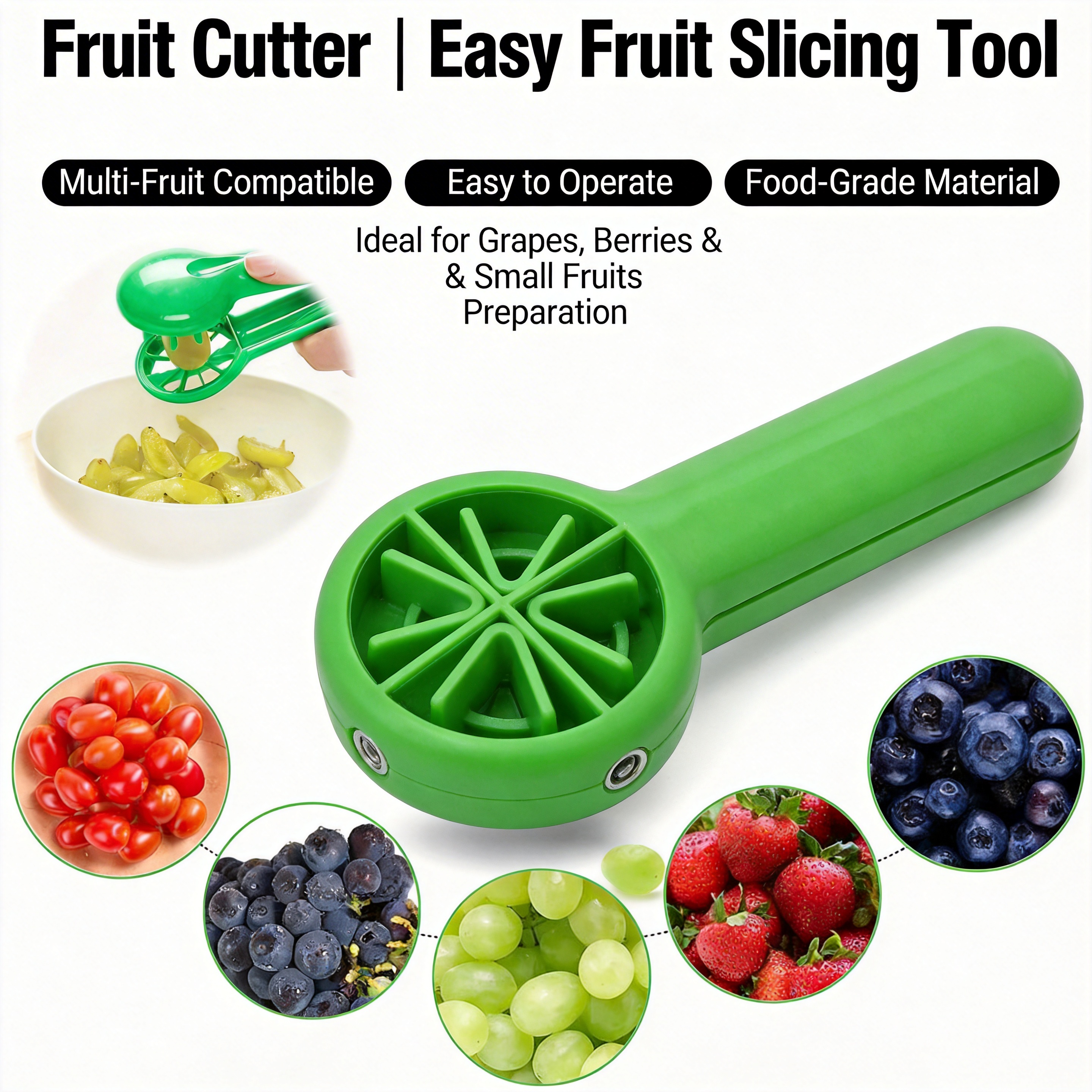 Kitchen Gadgets Green - Creative Grape Cutter, Bladeless Multi-Functional Fruit