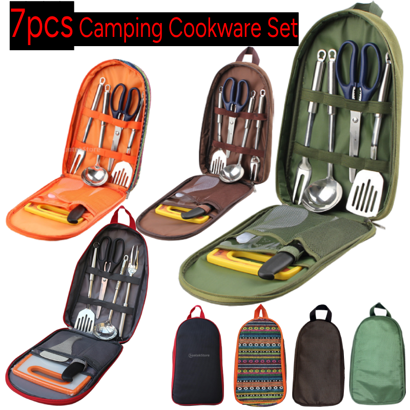 Kitchen Gadgets And Utensils - 7pcs Camping Kitchen Utensil Set with