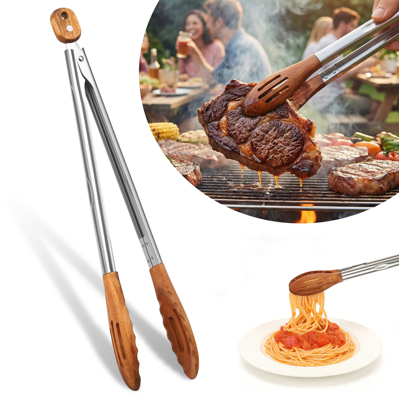 Kitchen Gadgets For Arthritic Hands - Wooden Kitchen Cooking Tongs BBQ Non