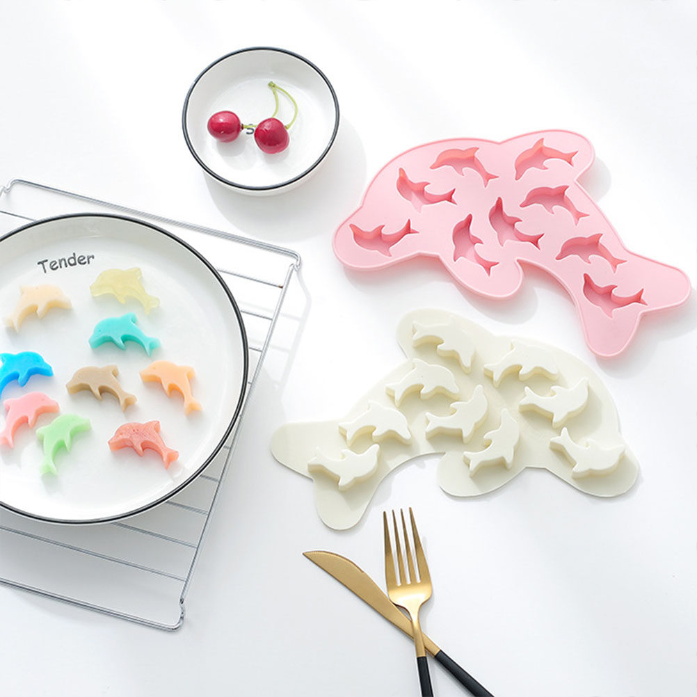 Kitchen Home Gadgets - 2Pcs Dolphin Chocolate Mold Silicone Ice