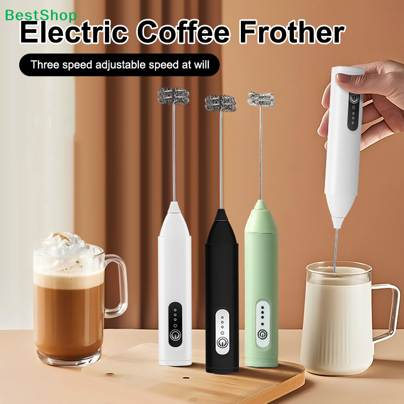 Milk Frother - 〔C〕3-Speed Electric Coffee Frother, Handheld Rechargeable