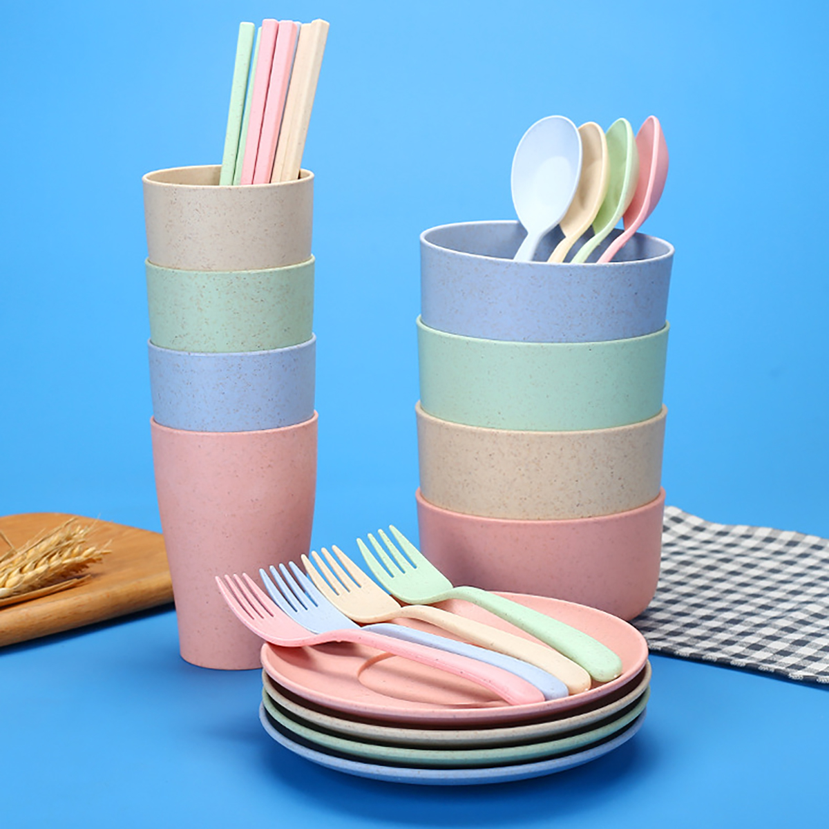 Kitchen Gadgets Set - Fork Spoon Chopsticks Bowls Cup Dish