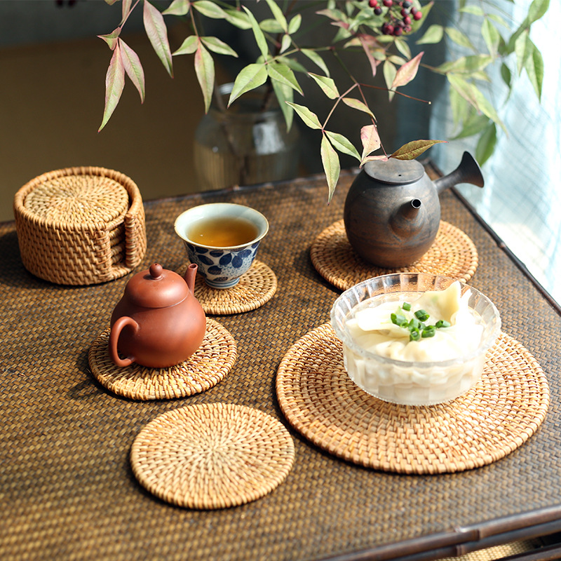 Kitchen Gadgets Set - 1Pc Pure Handmade Rattan Coasters,Rattan Patterns,Heat