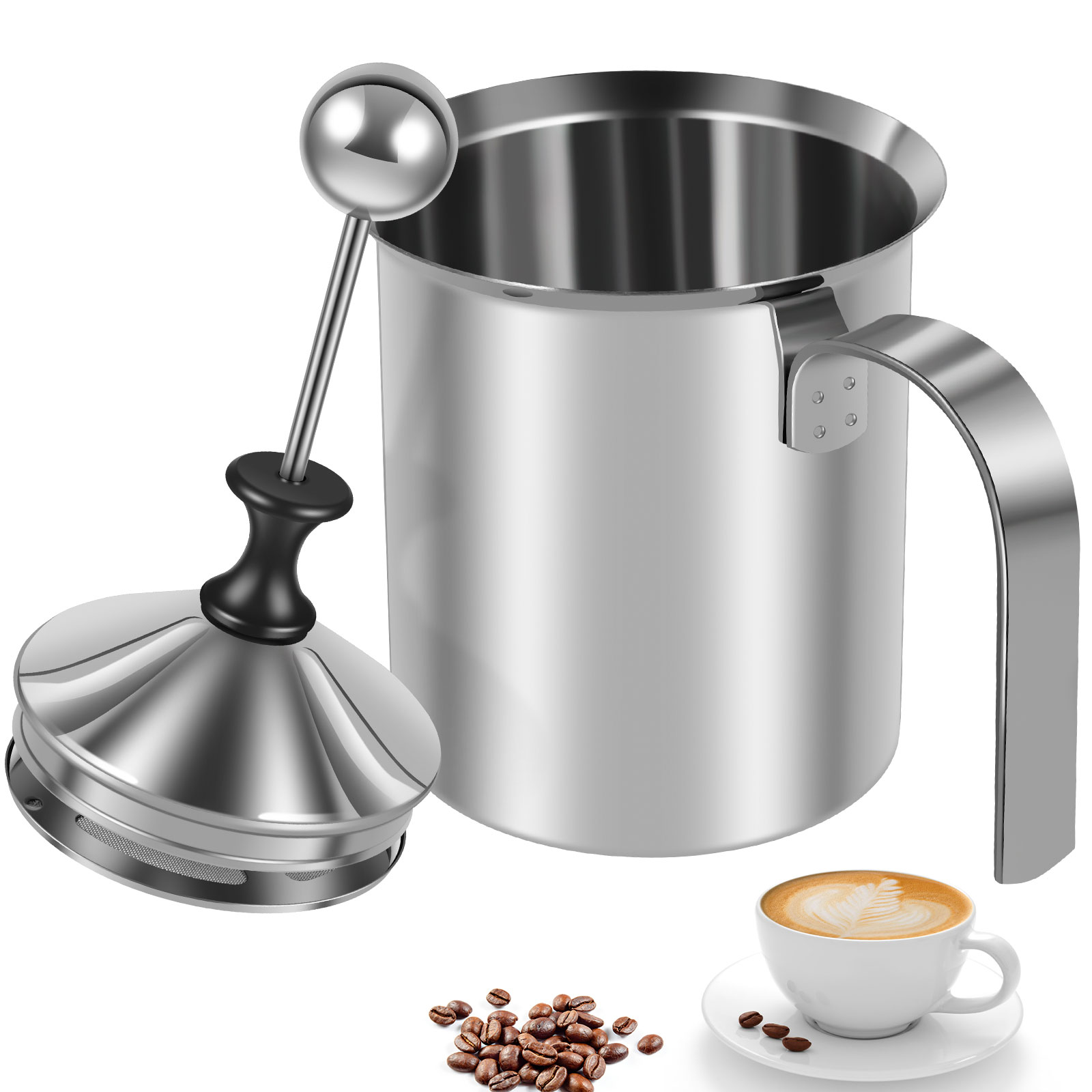 Milk Frother - 400 ml Manual Milk Frother 304
