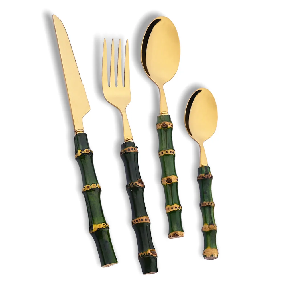 4Pcs Natural Bamboo Handle Din - огляд і ціна Kitchen Gadgets Green