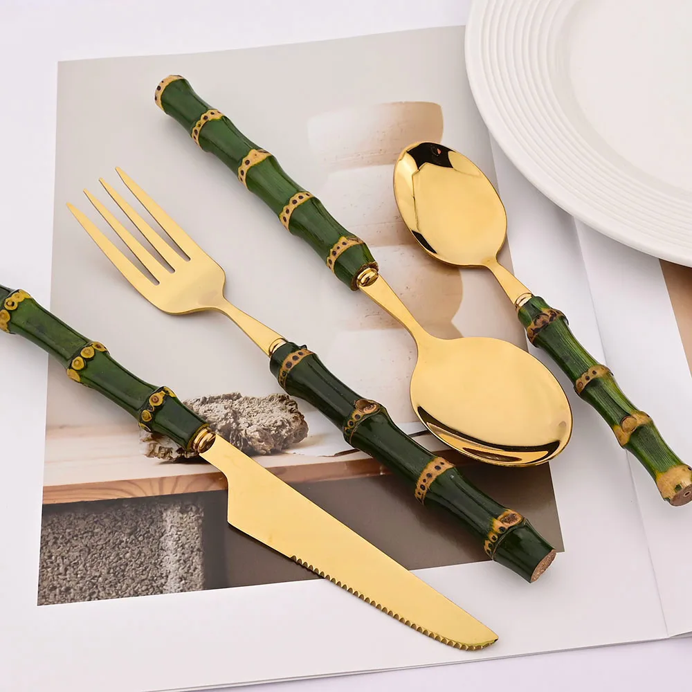 4Pcs Natural Bamboo Handle Din - огляд і ціна Kitchen Gadgets Green