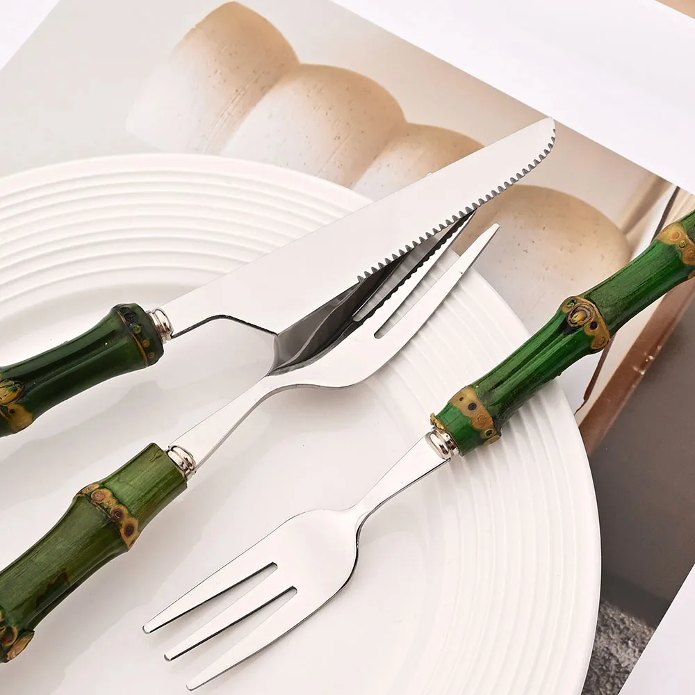 4Pcs Natural Bamboo Handle Din - огляд і ціна Kitchen Gadgets Green