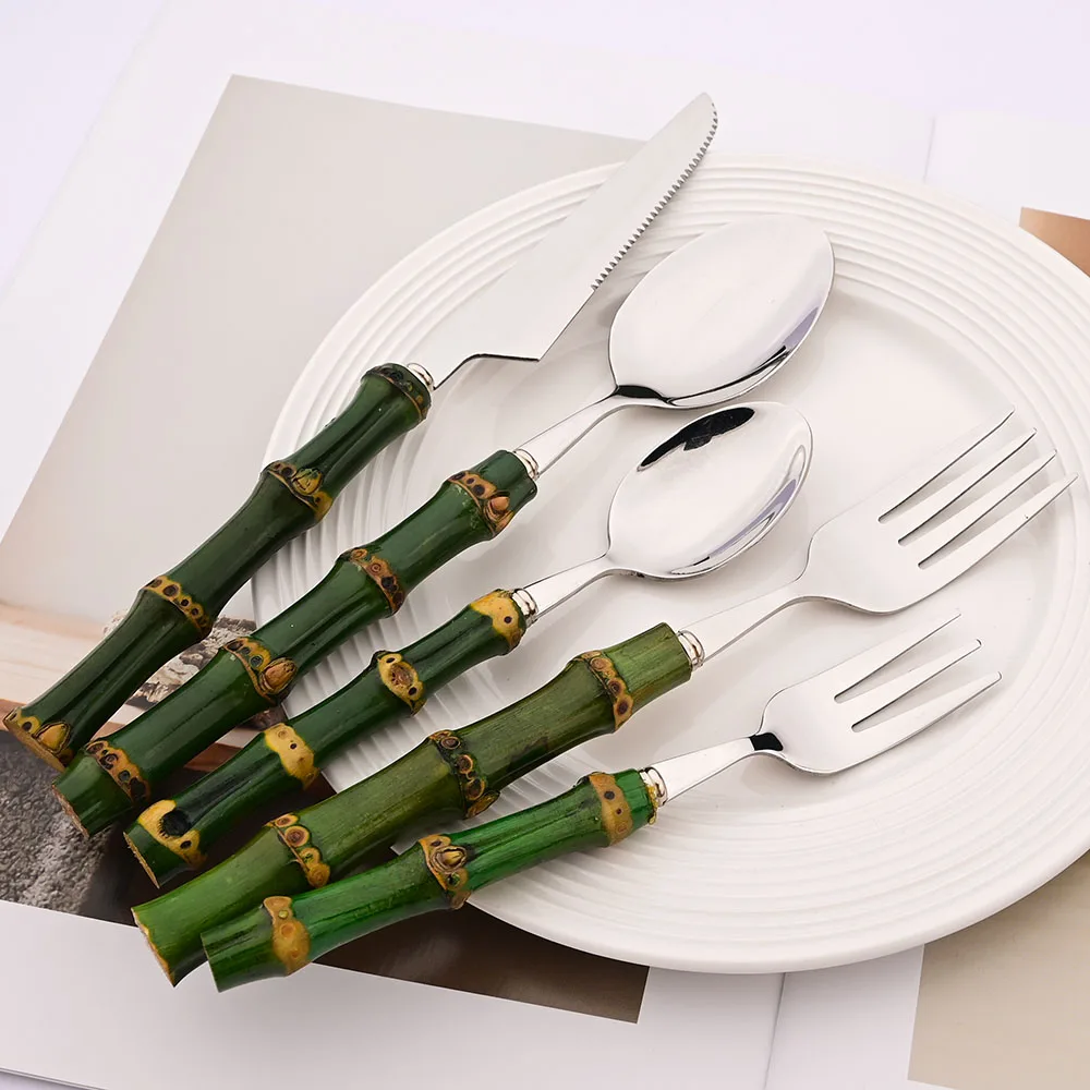 4Pcs Natural Bamboo Handle Din - огляд і ціна Kitchen Gadgets Green