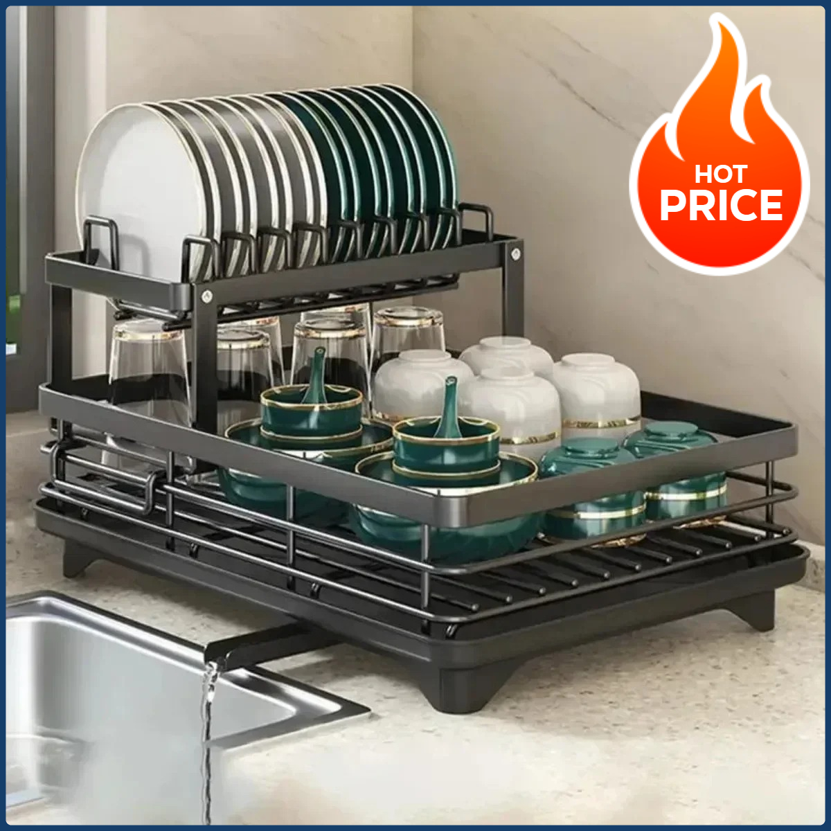 Double Layer Bowl Rack Adjusta - огляд і ціна Kitchen Gadgets And Utensils